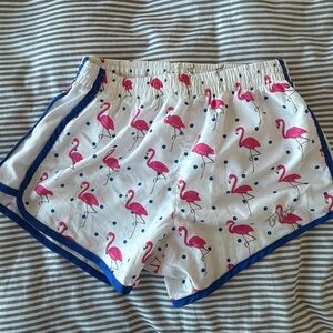 Pink Flamingo Print Women's Athletic Shorts
